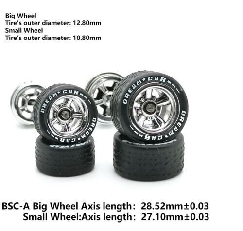 - 5 Sets Chrome Muscle Car Real Riders Wheels W/ Rubber Tires 1/64