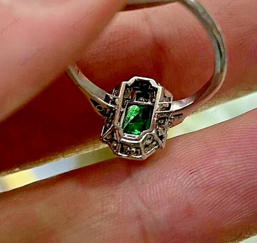 Art Deco Style 2Ct Lab Created Emerald Engagement Wedding 14K White Gold FN Ring