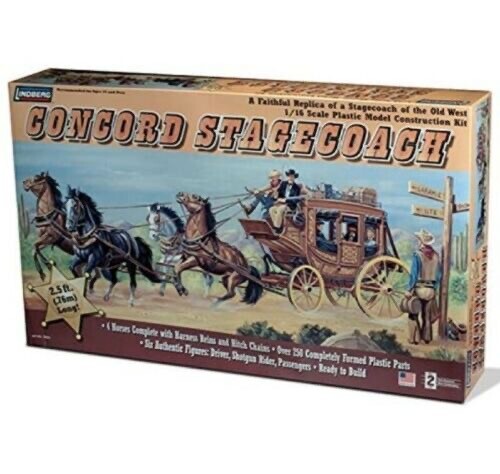 Level 2 | Lindberg Concord Stagecoach Western Cowboy 1:16 Scale Model Kit