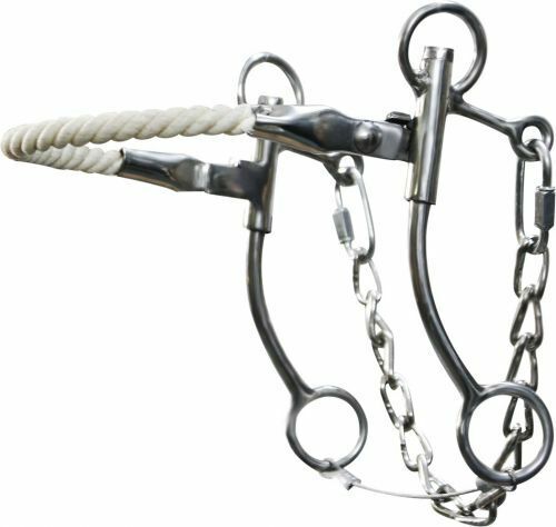 Western Saddle Horse Rope Nose Hackamore w/ Curb Chain goes on the Bridle