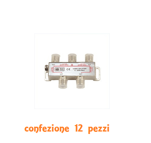Set 12 Pezzi Splitter Coassiale Tv-Sat Tv-Cat 4 Vie Out 5-2450mhz linq