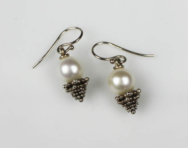 Michael Dawkins Sterling Silver Pearl Earro]ings, Drop/Dangle, Hook