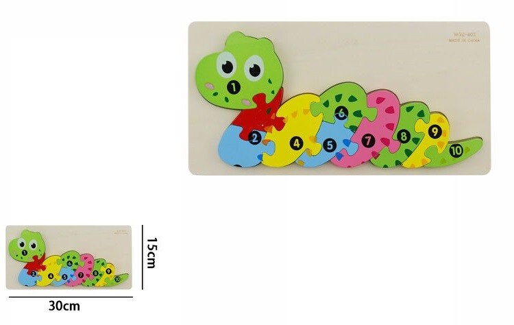 3D Puzzle Legno Forma Serpente Educativo Colorato Bimbi Bambini Imparare dfh