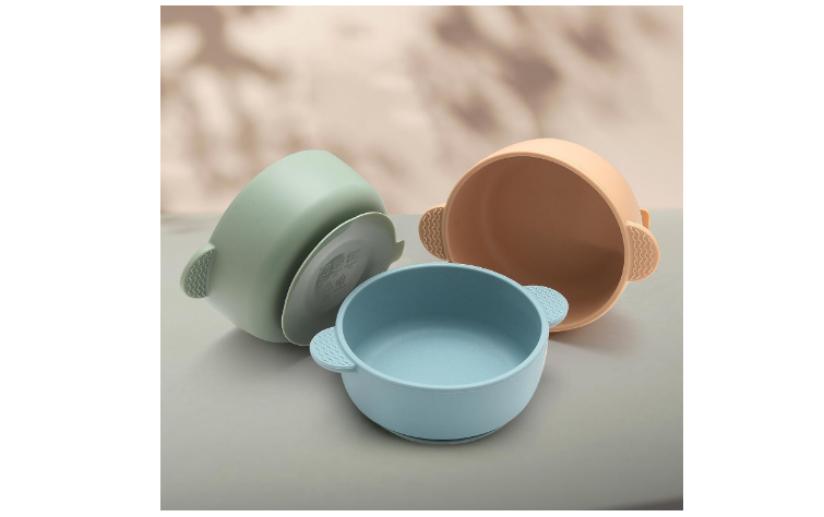Babies Silicone Suction Food Bowl Soft Babies Kids Toddlers BPA Free Bowls 3 Pcs