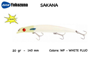 SAKANA YOKOZUNA 140 mm - Col. YF BIANCO FLUO  FLOATING SPINNING MARE SPIGOLA