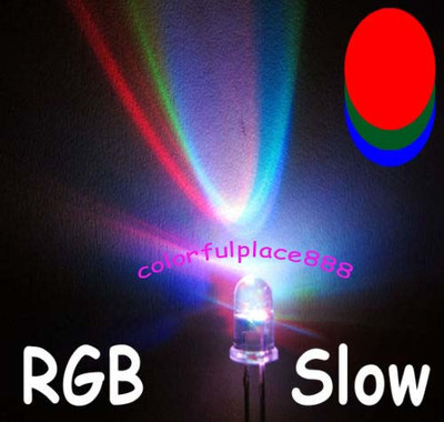 100pcs 5mm RGB Rainbow Slow Flashing Flash Red Green Blue LED Leds Light