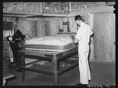 Photo:Mattress before cover is put on. Mattress factory. San Angelo, Texas