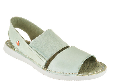 Softinos by FLY London Leather Slip on Sandals Tai Pastel Green EU35 US 5 New