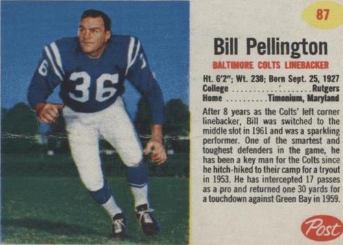 1962 Post Bill Pellington #87