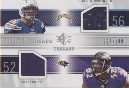 2009 SP Threads Ray Lewis Shawne Merriman #T2-ML