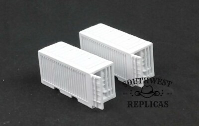 SW Replicas N 120-1114: 20' CARGO CONTAINER - LEFT DOOR OPEN - WHITE - Set of 2