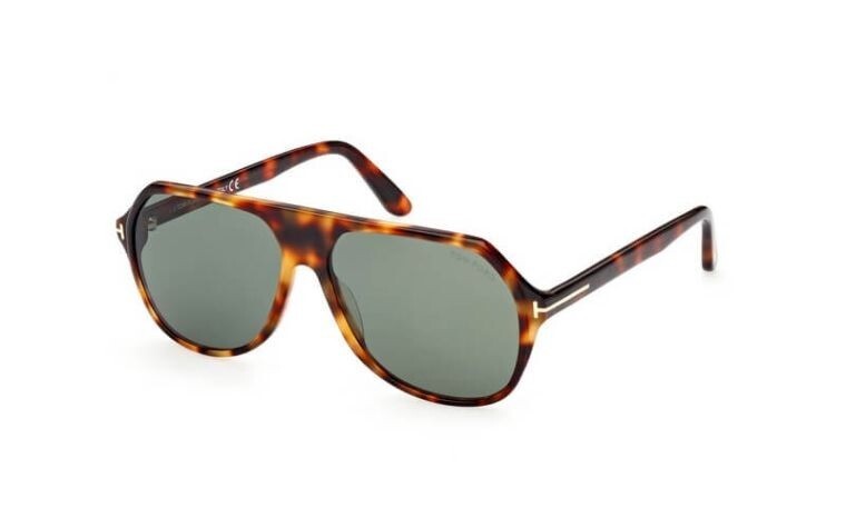 Pre-owned Tom Ford Ft0934 Hayes 53n Shiny Blonde Havana/green 59mm Sunglasses