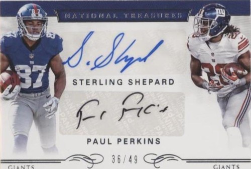 2016 Panini National Treasures Paul Perkins Sterling Shepard #13