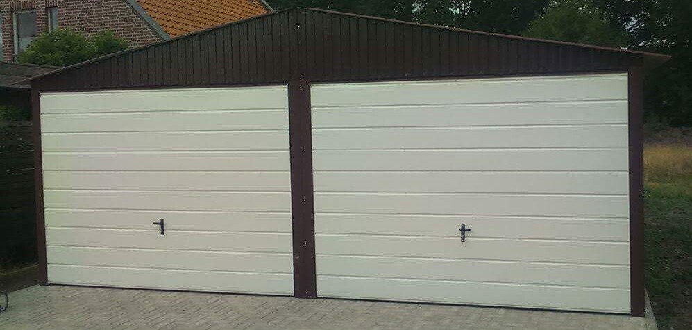 Blechgarage 6 x 6 m mit Schwingtor/Zweiflügeligetor Lager Halle Schuppen Carport