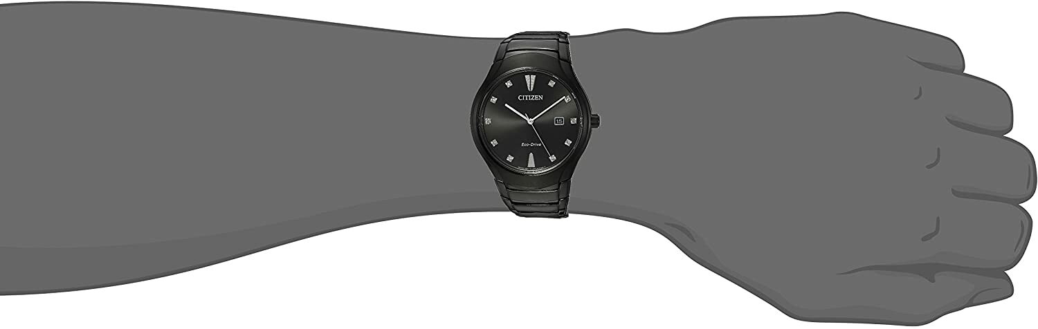Pre-owned Citizen Eco-drive Paradigm Aw1555-56g 10 Diamonds Black Date Dial Mens Watch
