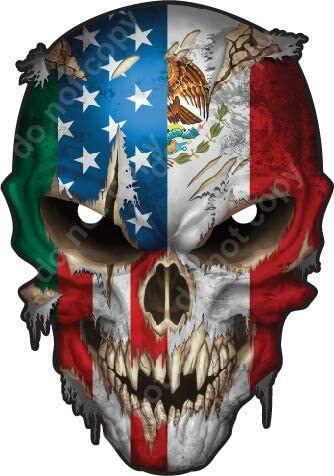 MEXICAN AMERICAN FLAG SKULL USA DECAL STICKER CAR TRUCK WINDOW BUMPER PATRIOTIC