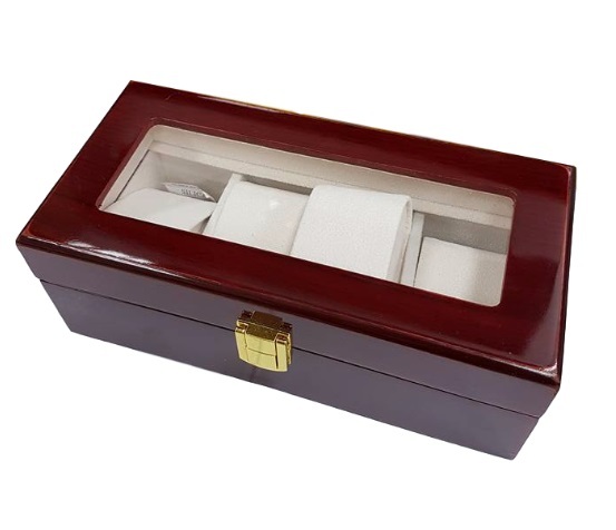 Box Scatola Cofanetto Con Vetrina Porta Orologi Bracciali In Legno 4 Posti lac