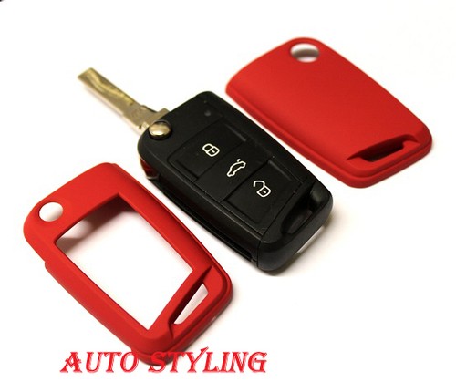 Red-Key-Cover-For-VW-Golf-Case-Shell-Remote-Fob-Protector-Skin-7-VII-MK7-40mr