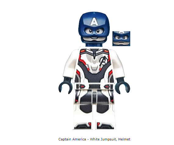 LEGO Minifigure Captain America - White Jumpsuit, Helmet Super hero Inv 225