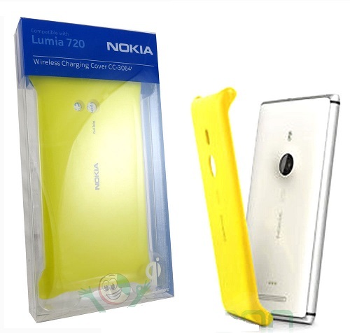 COVER ORIGINALE NOKIA LUMIA 720 BATTERYCOVER GIALLA WIRELESS CHARGING CC-3064
