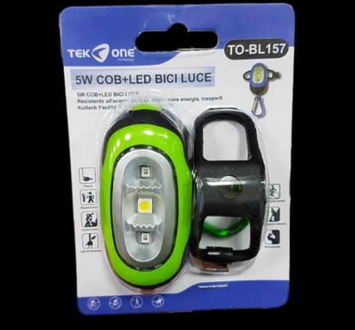 Luce Torcia TeKone BL157 Cob 5w + 2 Led Con Gancio Portachiavi Bici Pesca hsb