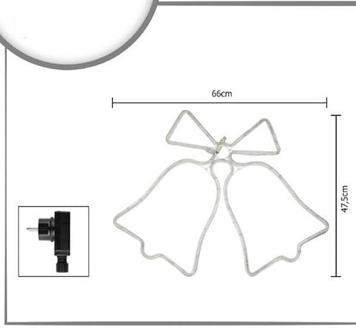 Coppia Campane Con Led Luce Bianca Fredda 66x47,5cm Decorazione Natale dfh