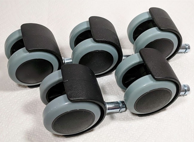 Caster Wheels Office Chair 2 In. Floor Protecting Rubber Standard Stem Blk/Gray.