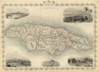 Vintage Map of Jamaica (1851)