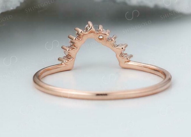 Pre-owned Jewels Empire Curved Mini Stone Wedding Anniversary Ring 0.15 Ct Round Diamond 18k Rose Gold In F - G