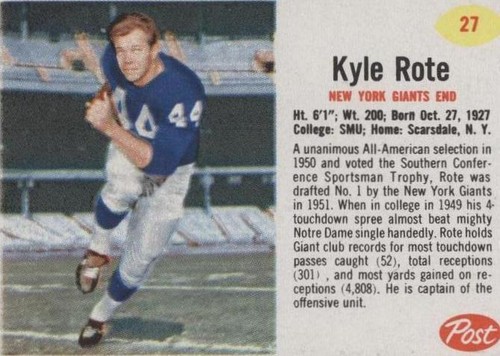 1962 Post Kyle Rote #27