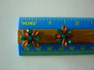2 Hole Slider Beads X-Flower Sm Topaz/Teal Crystal Made w/Swarovski Element #5