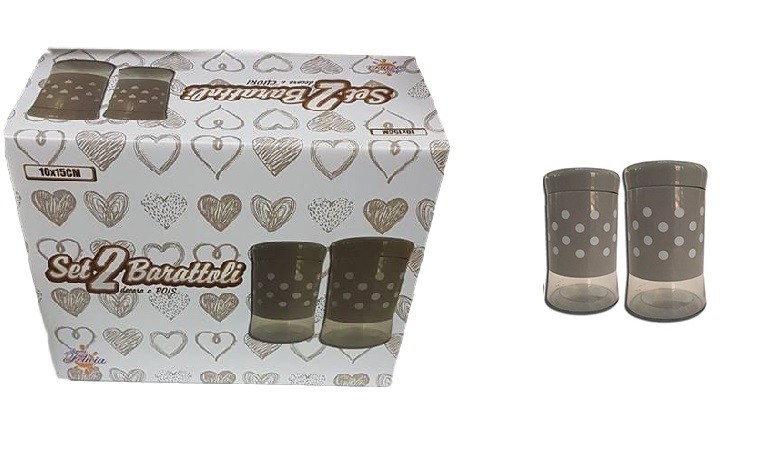 Set 2 Barattoli In Vetro Con Decoro a Pois 10x15cm sus