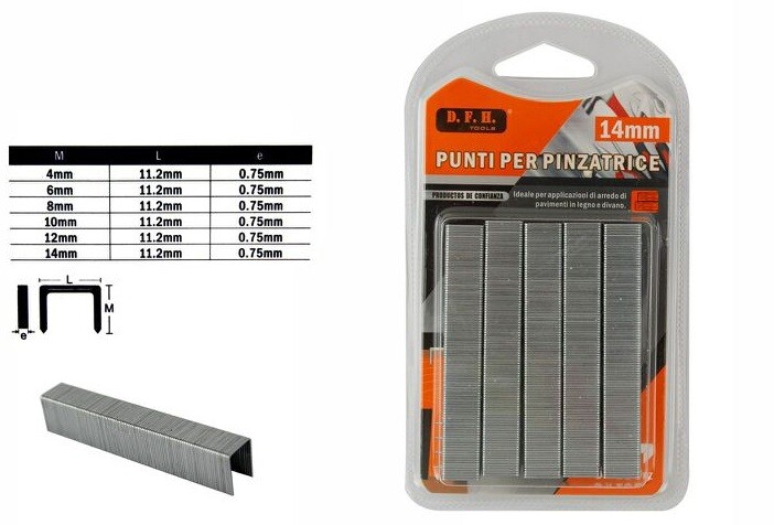 500 Spillette Graffette Punti Metallici 14mm per Spillatrice Pinzatrice dfh