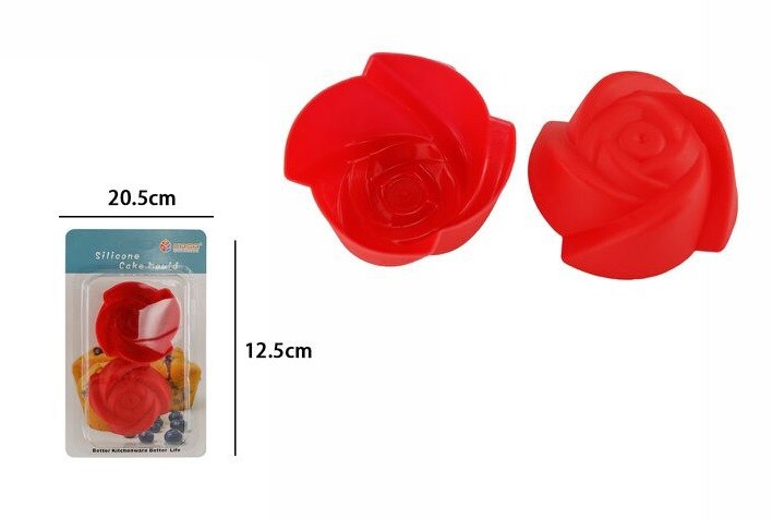 Set 2 Stampi Formine Silicone Pirottini CupCakes Dolci Muffin Forma Rosa dfh