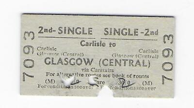 Railway Ticket BR Carlisle to Glasgow Central 1970 2nd Class S...