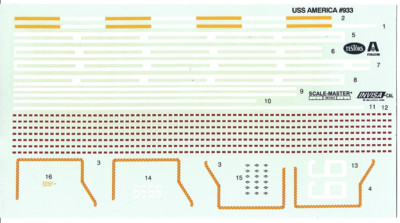 Loose, Testors-Italeri CVA-66 USS America Decals 1/720 #933 No Instructions 104