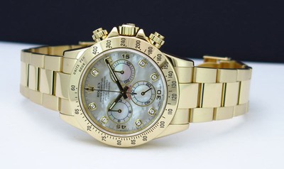 Rolex Daytona Yellow Gold Mother of Pearl Diamond 116528 Rehaut WATCH CHEST