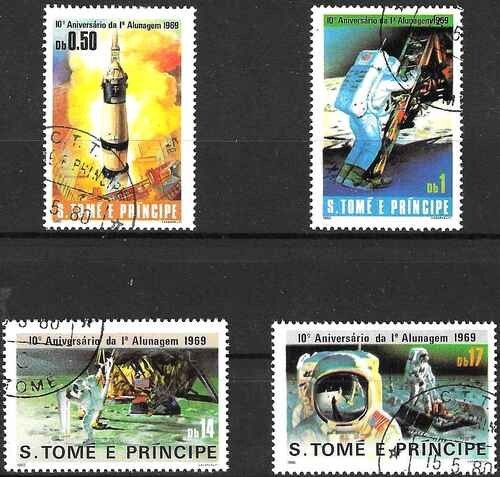 Timbres Cosmos Apollo 11 St Thomas Et Prince 594/597 O (67267dj)