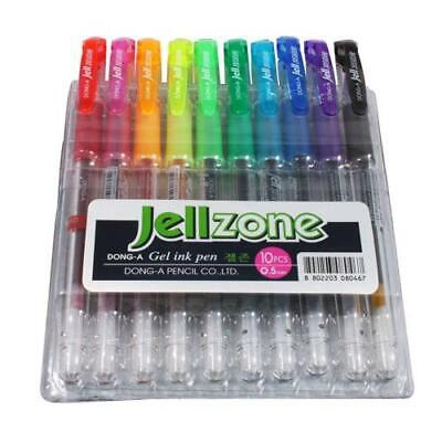 Dong-A Jellzone Gel Pens, Fine Point, Assorted Colors, 10 Pack Pouch