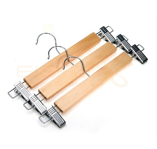 Set 3 Grucce Stampelle Appendiabito Legno Vestiti Pantaloni Giacche Con Clip dfh