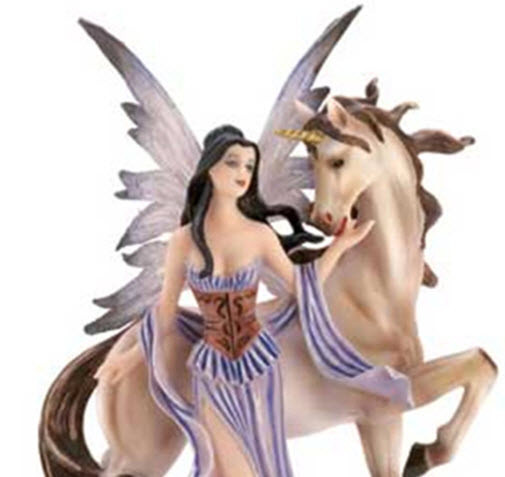 Figurine Fairy Maiden & Unicorn Decorative Collectible Figurine 8 3/4