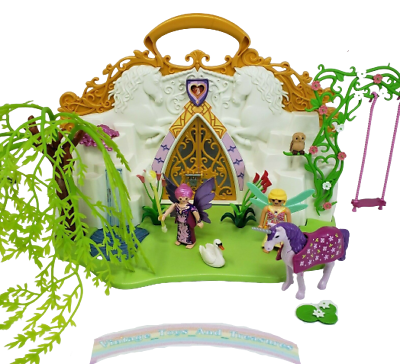 PLAYMOBIL TAKE ALONG UNICORN FAIRY LAND 5208 PLAYSET W FAIRIES SWAN OWL SWING