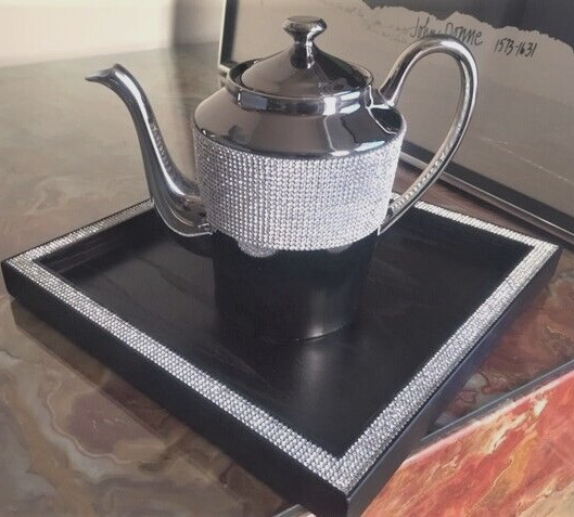 SOPHIE VILLEPIGUE French Art Deco Limoges TEA POT Swarovski Crystal NEW Rare