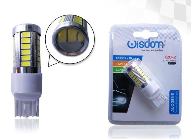 Lampadina Lampada Auto T20-2 33 Led 15W 12V 6500K Luce Bianca xc-1177 wis