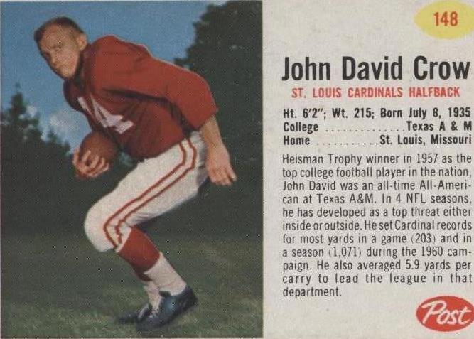 1962 Post John David Crow #148
