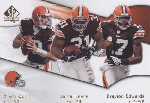 2009 SP Authentic Brady Quinn Braylon Edwards Jamal Lewis #190