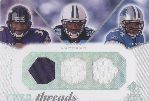 2008 SP Rookie Threads Chris Johnson Kevin Smith Ray Rice #TT-RJS