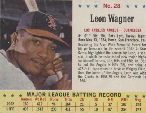 1963 Jell-O - Leon Wagner #28
