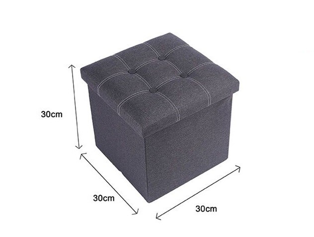 Pouff Puff Pouf Contenitore Imbottito Portaoggetti Seduta Grigio 30x30x30cm dfh
