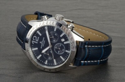 Pre-owned Jacques Lemans Sports 'action 2017' Quartz Watch 42mm S/s Case Blue Dial 42-5b